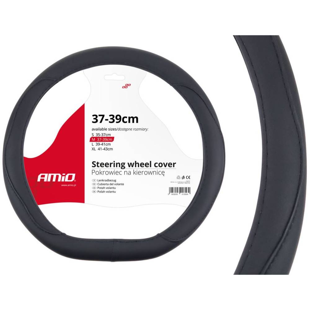 Husa volan 37-39cm neagra, sport, forma D-SHAPE, SWC-22-M, 02304 Amio