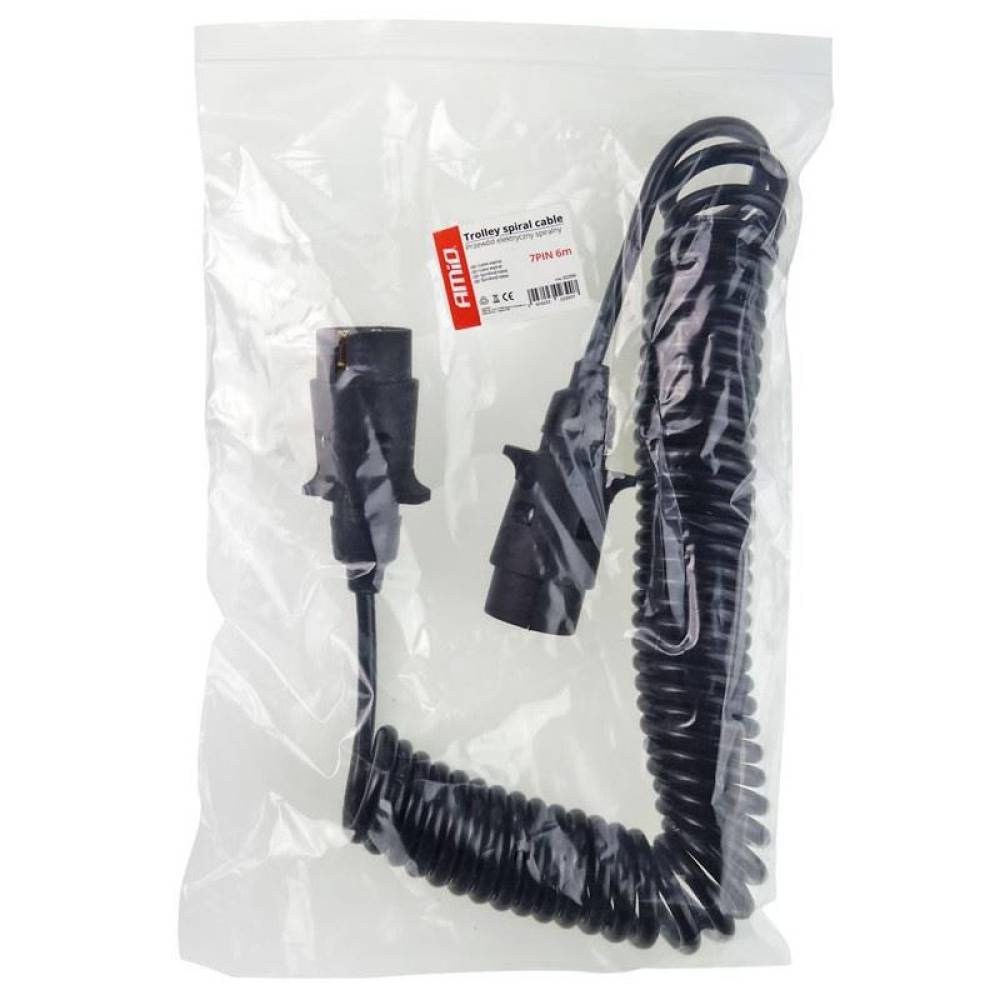 Cablu electric spiralat cu prize 7PIN 12V, max 6 m, 02390 Amio