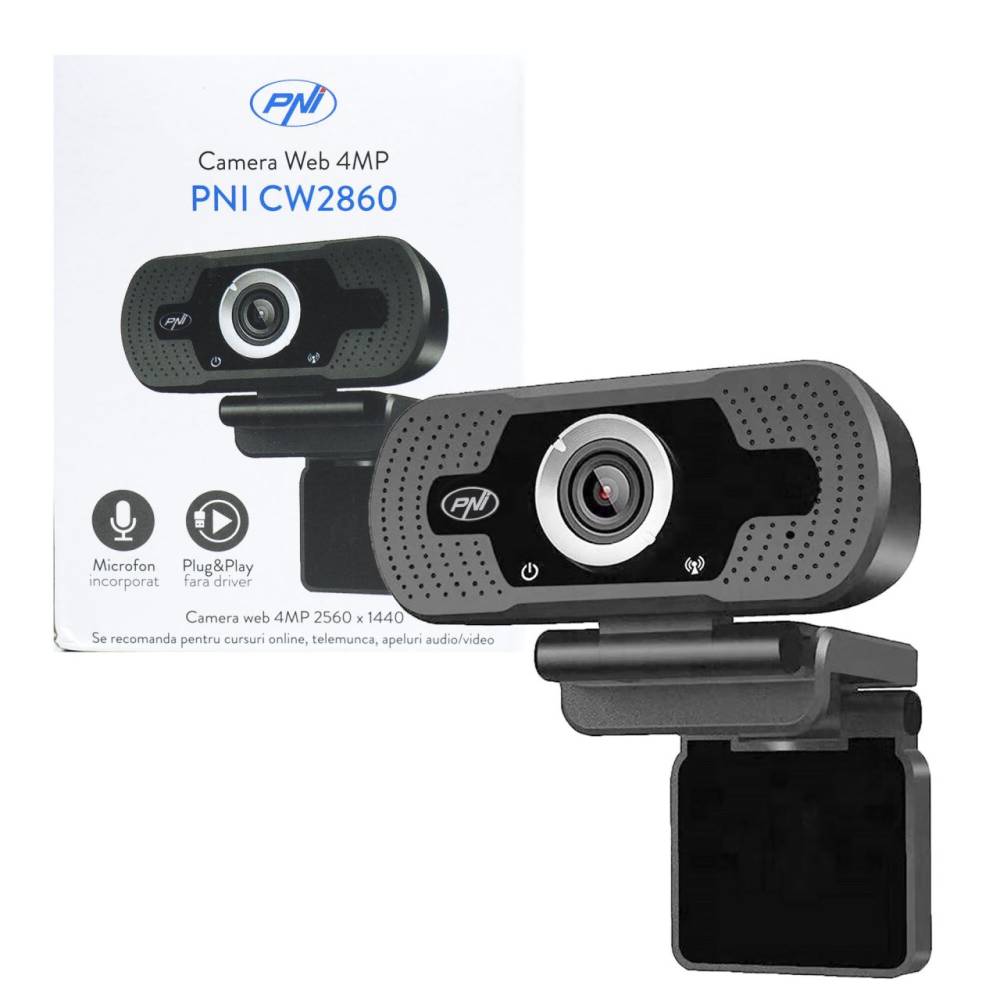 Camera Web PNI CW2860 Full HD 4MP, USB, clip-on, microfon incorporat, conectare PC/Laptop, corectie automata de culoare Camera Web PNI CW2860 Full HD 4MP, USB, clip-on, microfon incorporat, conectare PC/Laptop, corectie automata de culoare