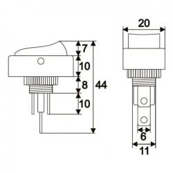 Intrerupator ON/OFF revenire, iluminat LED, verde, 09047