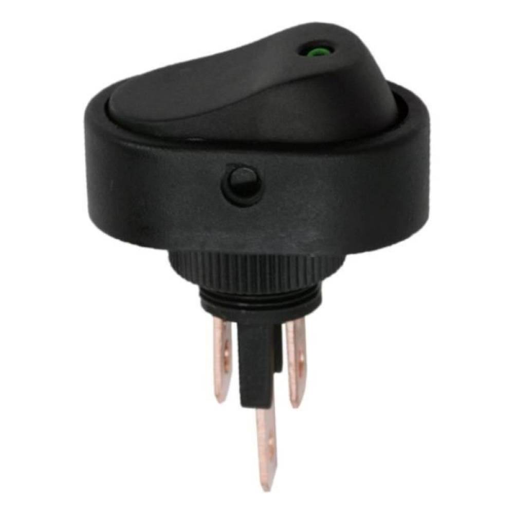 Intrerupator ON/OFF revenire, iluminat LED, verde, 09047