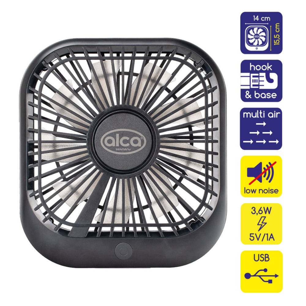 Ventilator cu USB, birou sau auto cu prindere tetiera 524.20 Alca