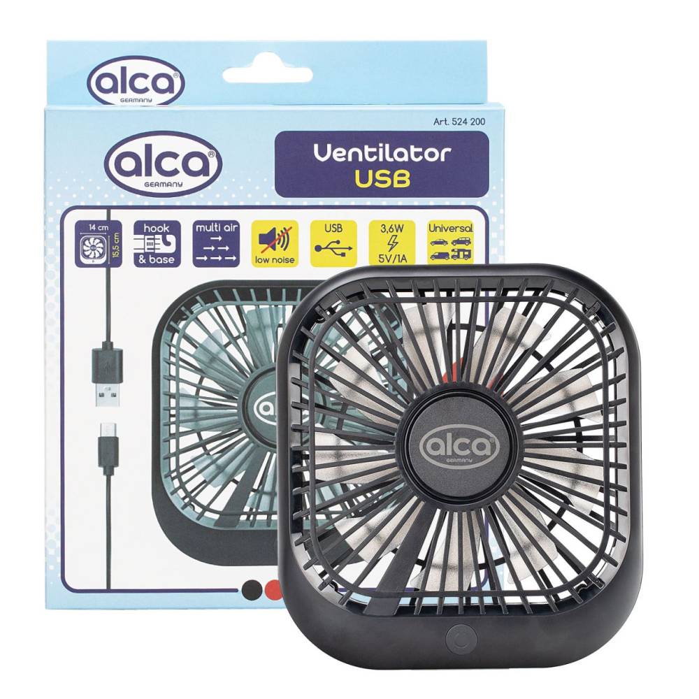 Ventilator cu USB, birou sau auto cu prindere tetiera 524.20 Alca