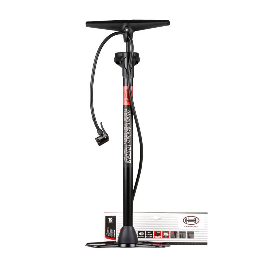 Pompa aer manuala cu manometru, AeroStar Black 10bar 216.30 Heyner