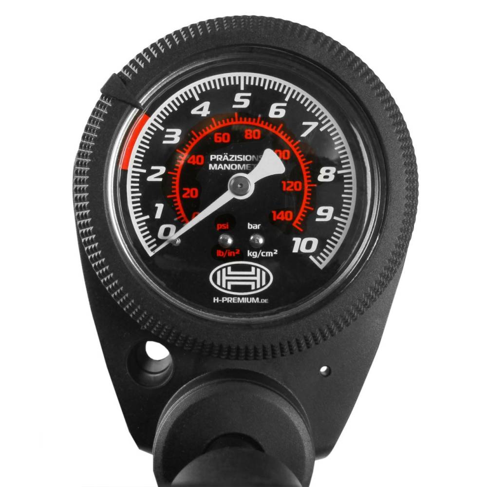 Pompa aer manuala cu manometru, AeroStar Black 10bar 216.30 Heyner