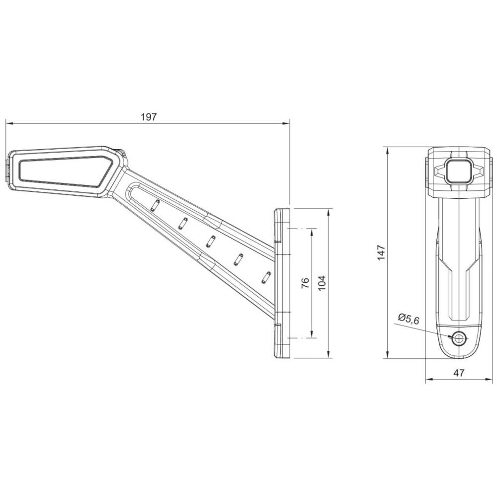 Lampa gabarit brat 190mm, LED, oblic la 45°, 3 functii, dreapta, FT-146 P Fristom