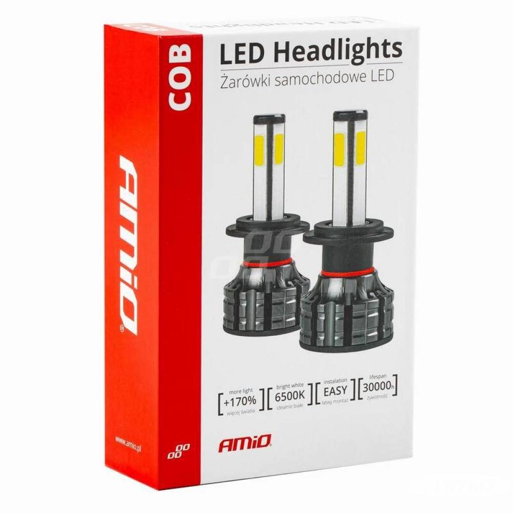 Set 2 becuri H7, LED, 12-24V, 32W, 3200lm, 6000K, 4 Side Series, 02844 Amio