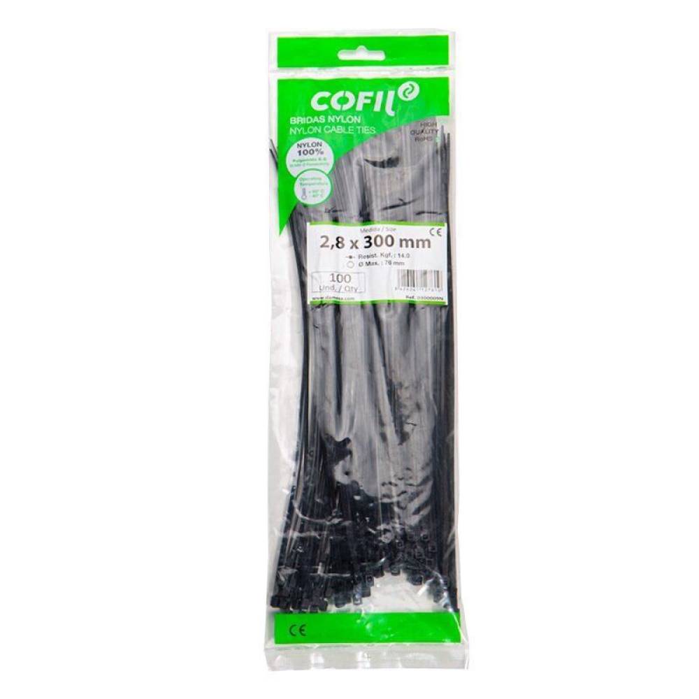 Set 100 coliere plastic 300x2.8mm, negre, 300009N Cofil