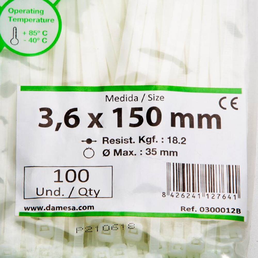 Set 100 coliere plastic 150x3.6mm, albe, 300012B Cofil Set 100 coliere plastic 150x3.6mm, albe, 300012B Cofil
