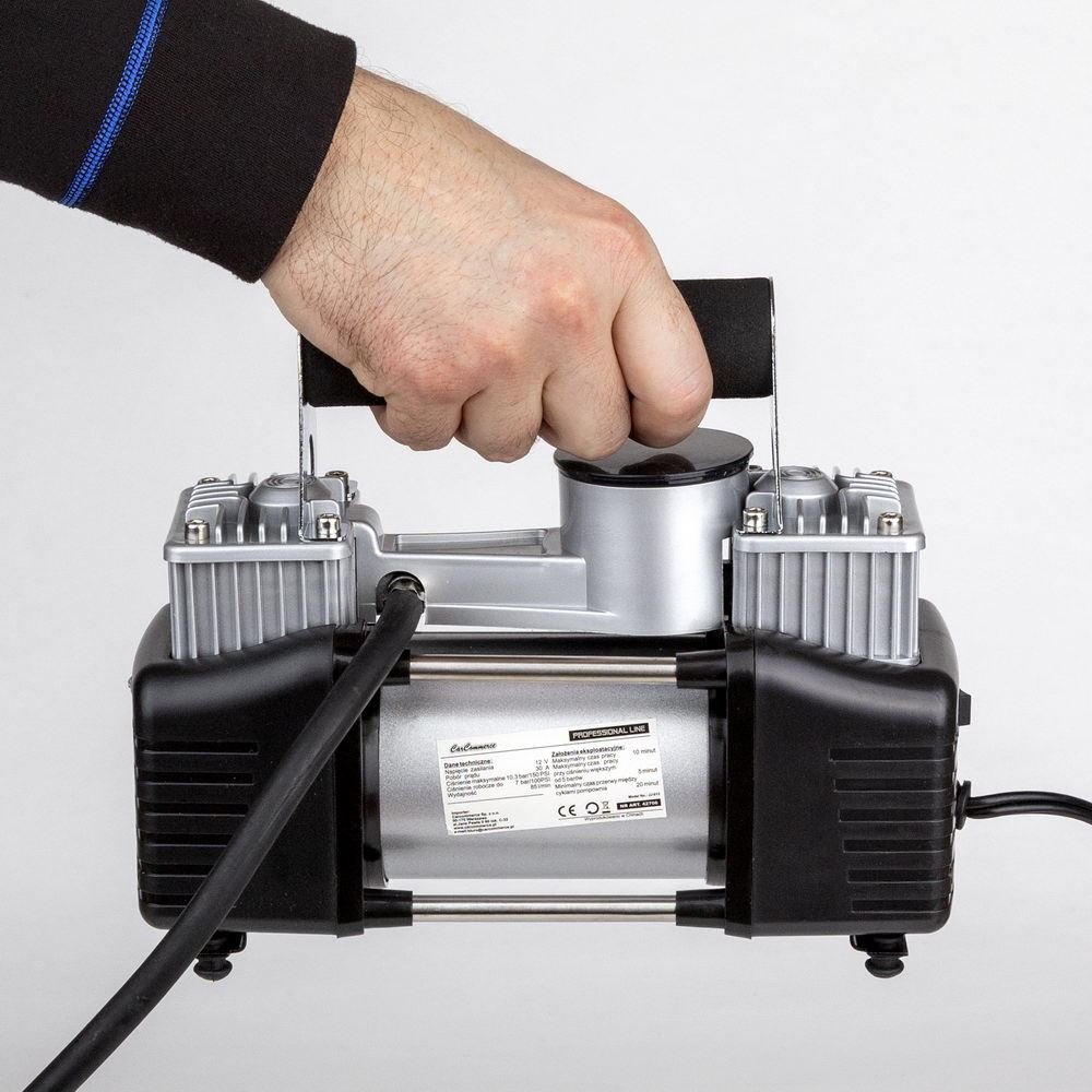 Compresor aer 12V, 10 bar, 150psi, 85L/min, 2 pistoane, cu furtun, 42706 CarCo