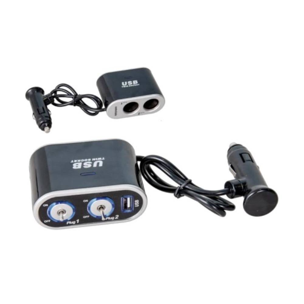 Stecher 2 prize 12/24V, cu fir si intrerupator, USB, 0115-301007 Automax