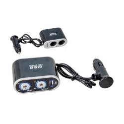 Stecher 2 prize 12/24V, cu fir si intrerupator, USB, 0115-301007 Automax