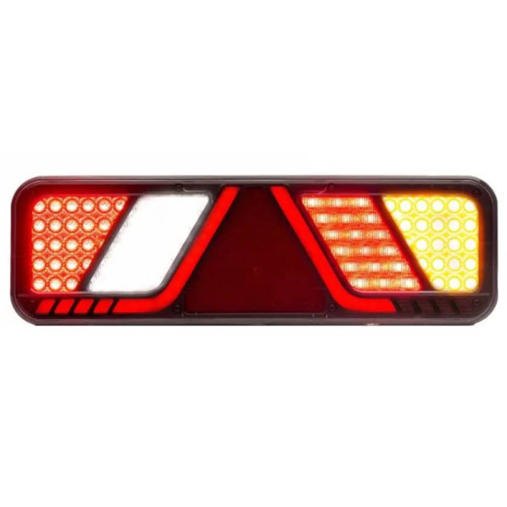 Lampa stop 450x138, 24V, LED, 6 functii, ceata, mers inapoi, cu triunghi, dreapta, FT-700-066P Fristom