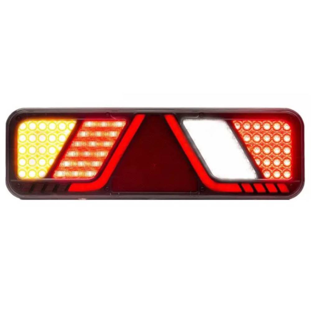 Lampa stop 450x138, 24V, LED, 6 functii, ceata, mers inapoi, cu triunghi, stanga, FT-700-066L Fristom