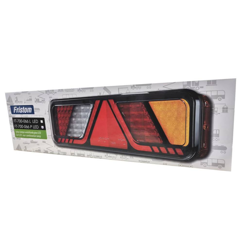 Lampa stop 450x138, 24V, LED, 6 functii, ceata, mers inapoi, cu triunghi, stanga, FT-700-066L Fristom
