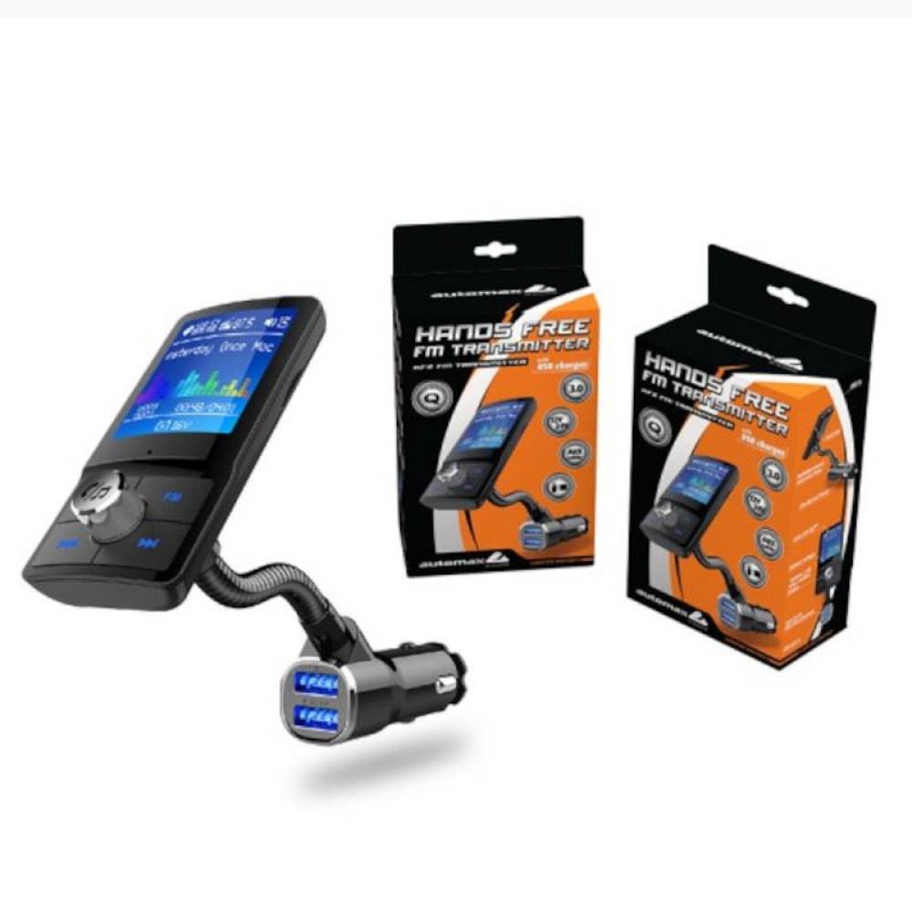 Transmitator FM, modulator, MP3 si 2 USB, microSD, hands free cu comanda vocala, 1600 Automax