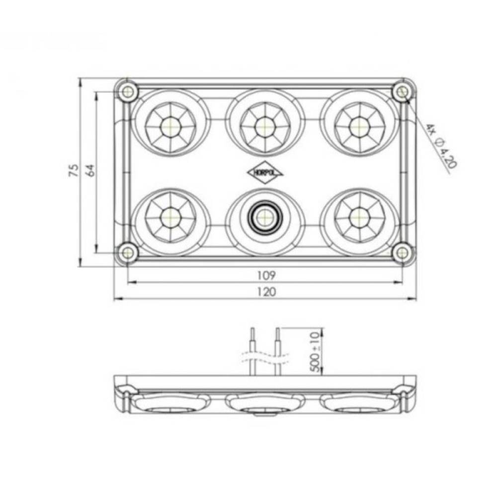 Lampa interior plafon univerala 120x75, LED, intrerupator, LED rosu, LWD2157 Horpol
