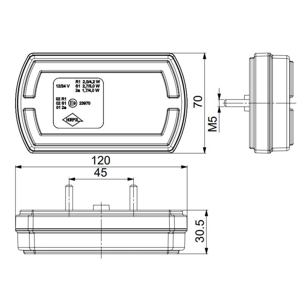 Lampa stop 120x70, 3 functii, LED Neon, Cleo, LZD 2790 Horpol