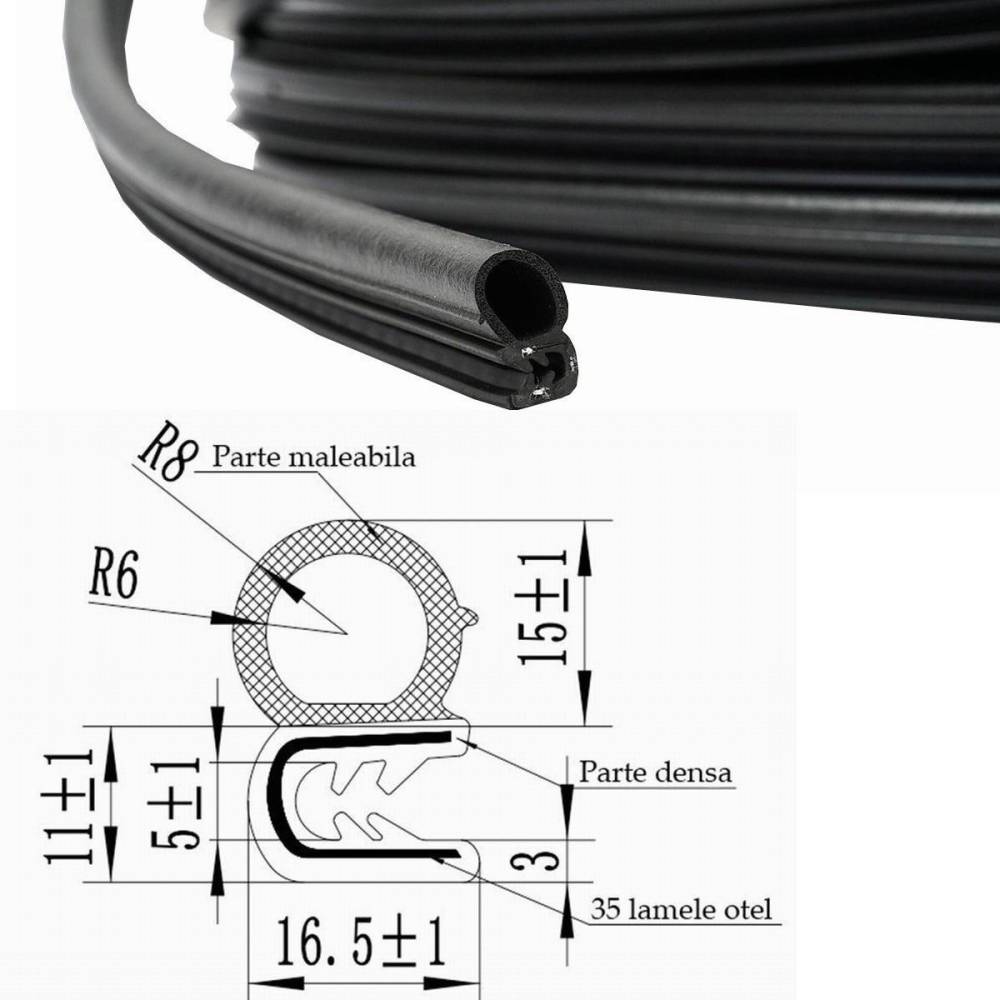 Cheder universal, cu interior 5.0mm, lat 2.8cm, rola10m,cu insertie lamele otel, Bk BN34-10