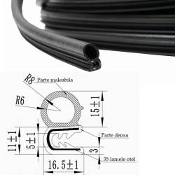 Cheder universal, cu interior 5.0mm, lat 2.8cm, rola10m,cu insertie lamele otel, Bk BN34-10