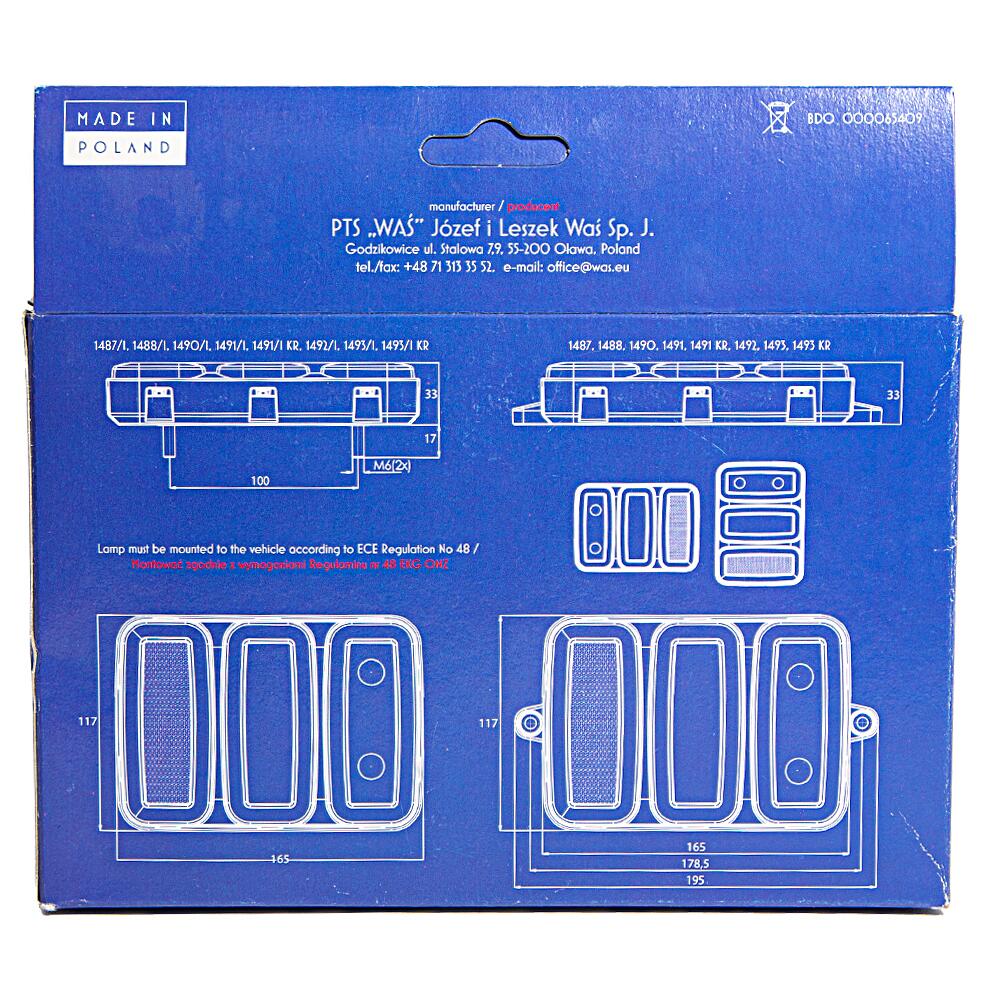 Lampa stop 165x117, cu urechi, 5 functii cu mers inapoi si ceata Lampdemia W227 1488 Was Lampa stop 165x117, cu urechi, 5 functii cu mers inapoi si ceata Lampdemia W227 1488 Was