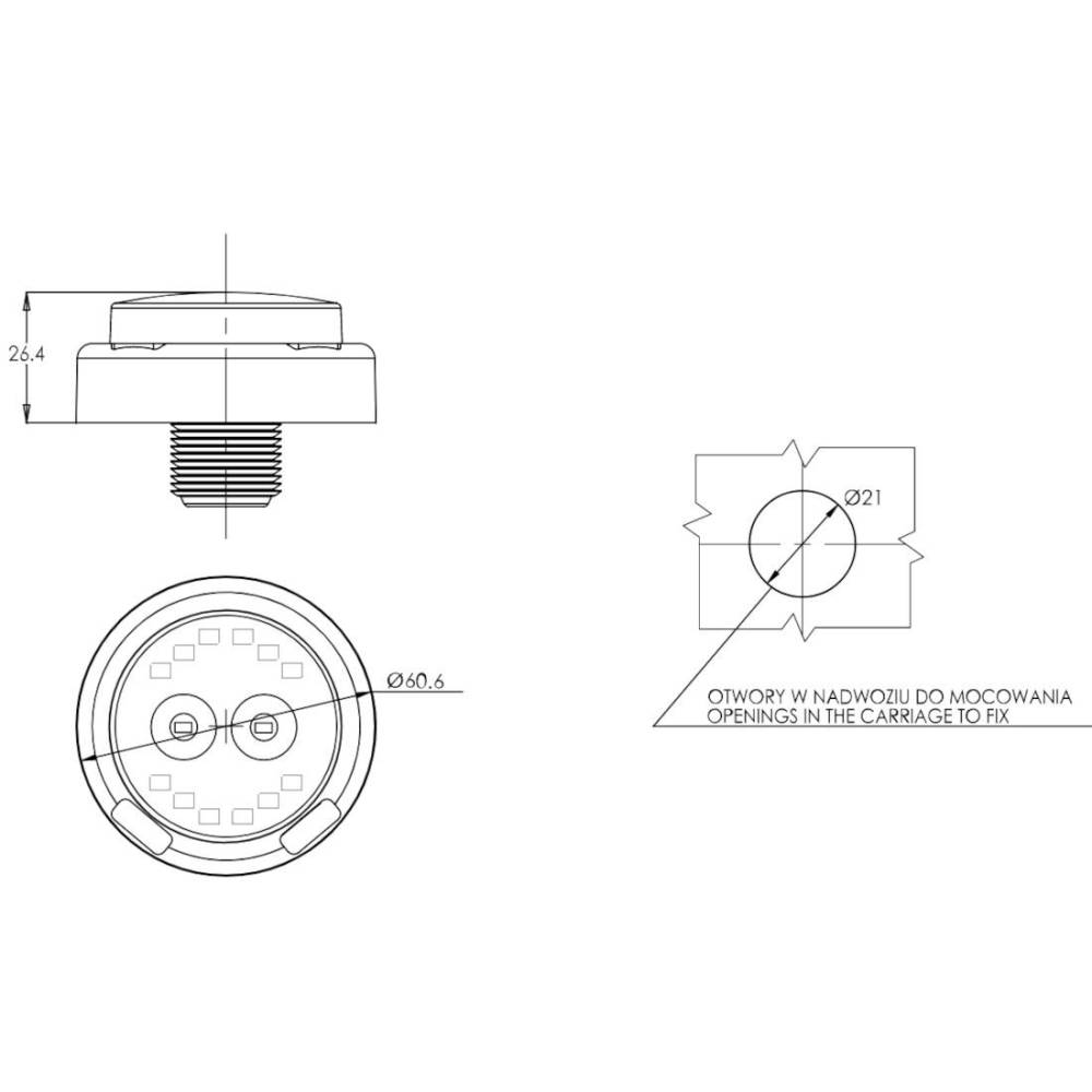 Lampa stop fi60, 2 functii, LED, incastrabila, 1533 AR F Was Lampa stop fi60, 2 functii, LED, incastrabila, 1533 AR F Was