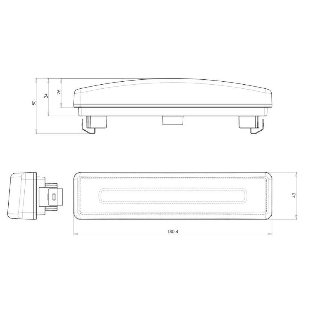 Lampa gabarit 180x43, LED, pozitie, Scania 4&R W19O 1422 Was