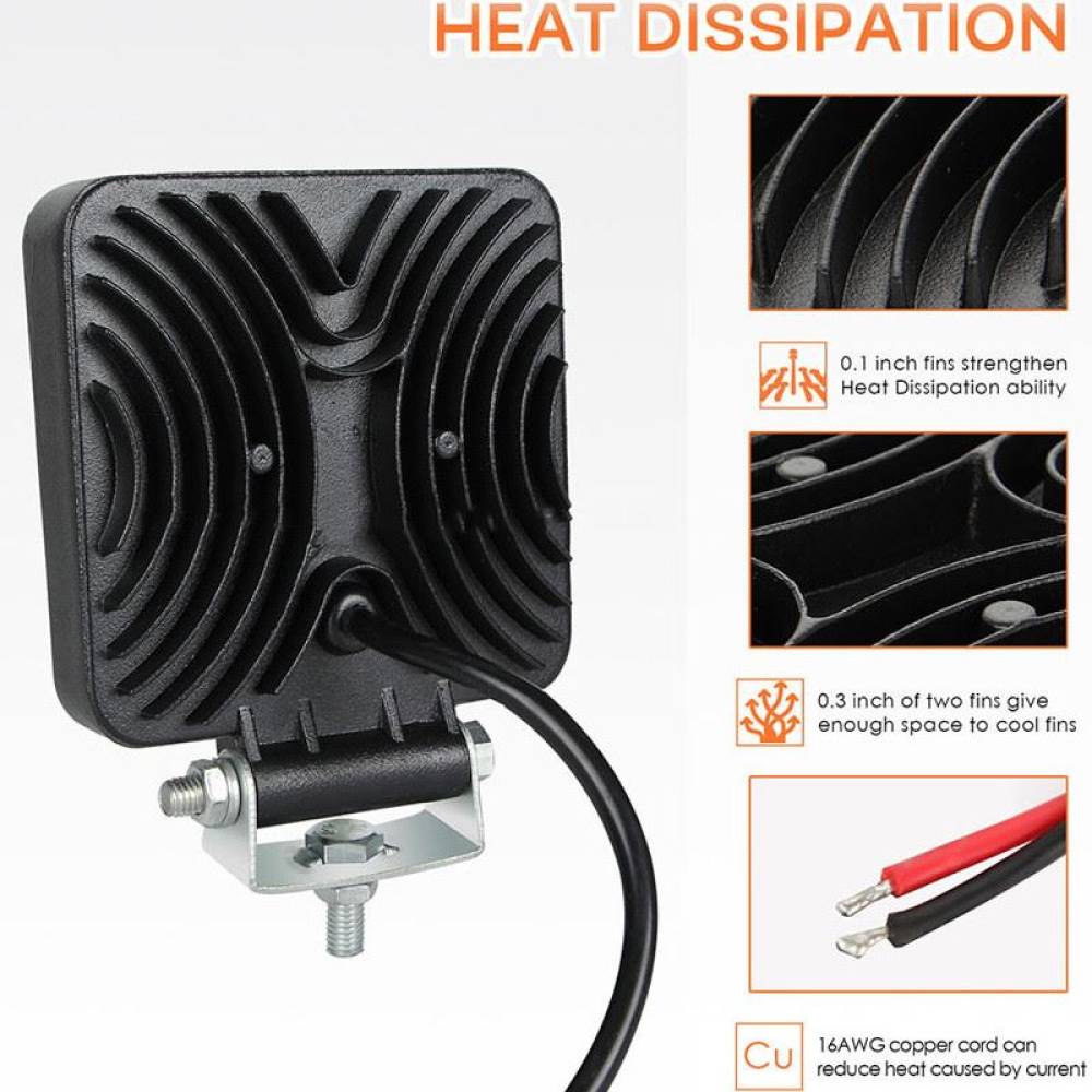 Proiector lucru 106x106, LED, cu 2 functii, cu Angel Eyes, 9-30V, 126W, margine rosie, 92854 TruckLight