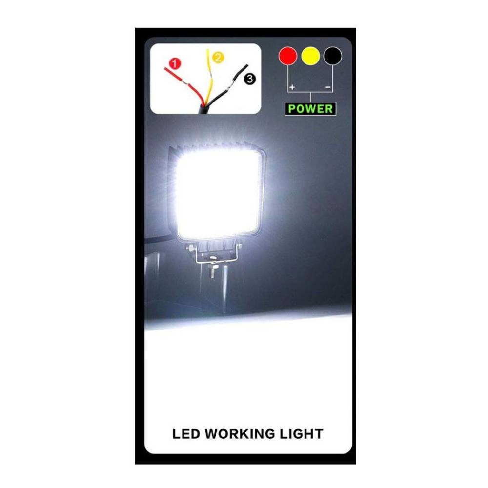 Proiector lucru 106x106, LED, cu 2 functii, cu Angel Eyes, 9-30V, 126W, margine rosie, 92854 TruckLight