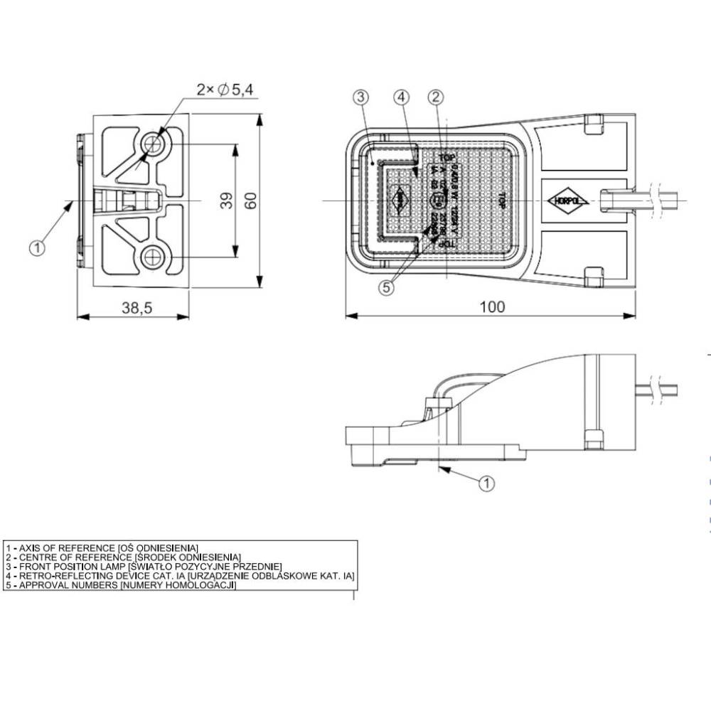 Lampa gabarit 60x42, LED, cu talpa, Hor112 LD 2732 Horpol