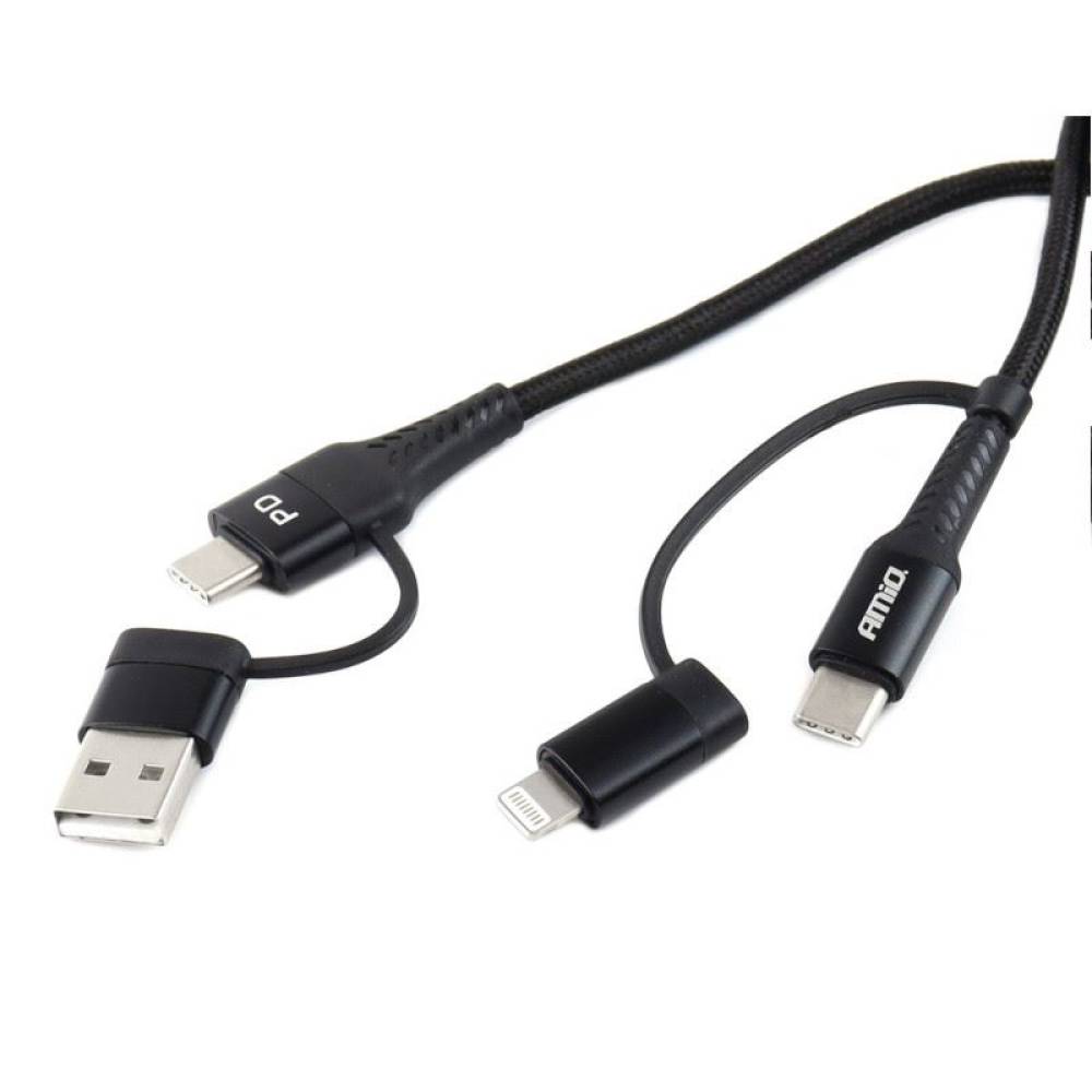 Cablu incarcator 2 USB, Combo TipC si Apple 1m FullLINK UC-15, 02547 Amio