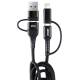 Cablu incarcator 2 USB, Combo TipC si Apple 1m FullLINK UC-15, 02547 Amio