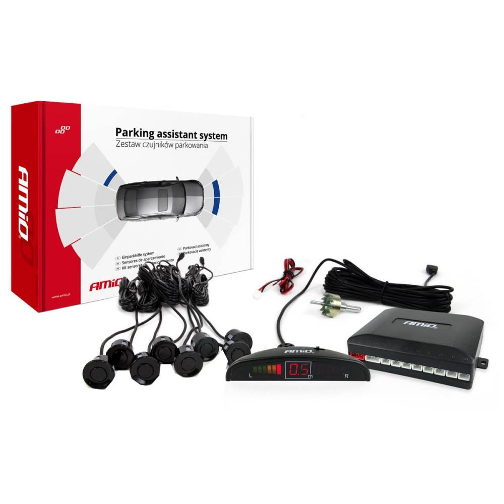Set 8 senzori parcare fata - spate, cu afisaj cu LED, 01560 Amio
