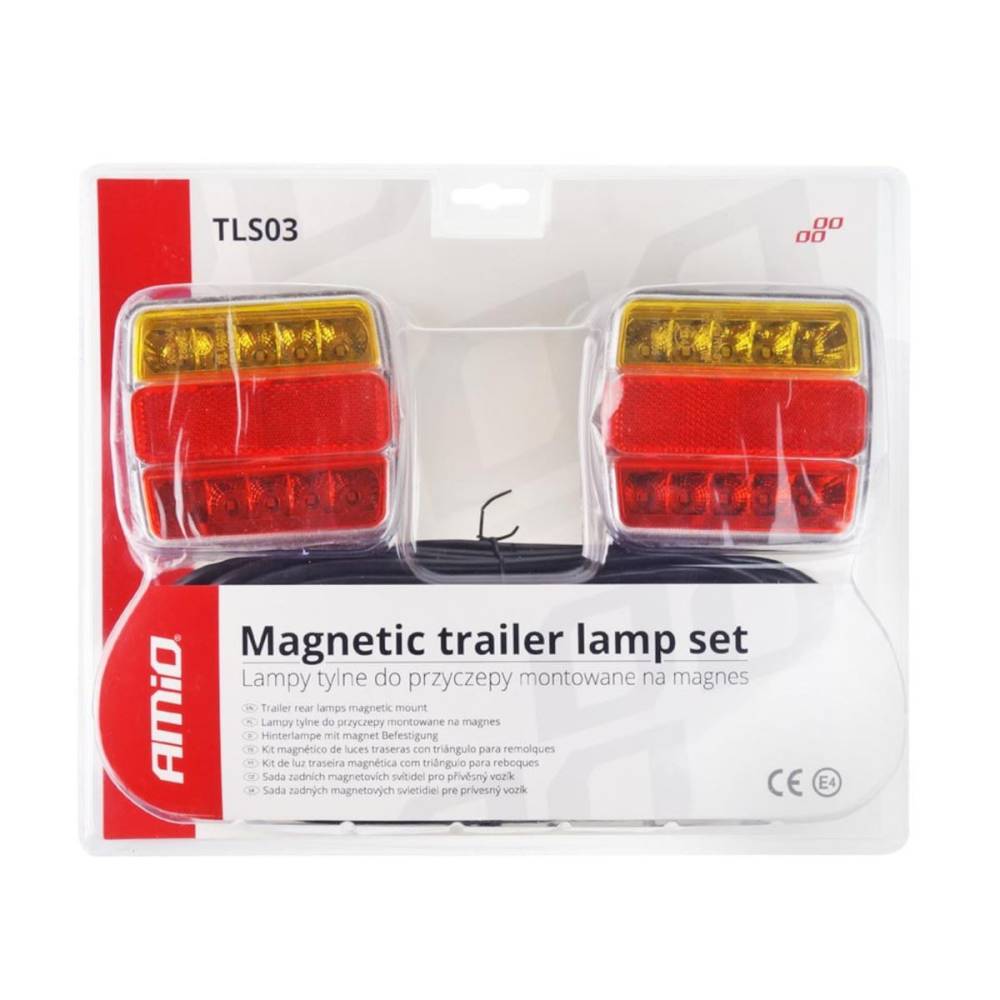 Kit lampi remorci 100x90, LED, cablu 7.5m, cu magnet, iluminare numar, 02141 Amio