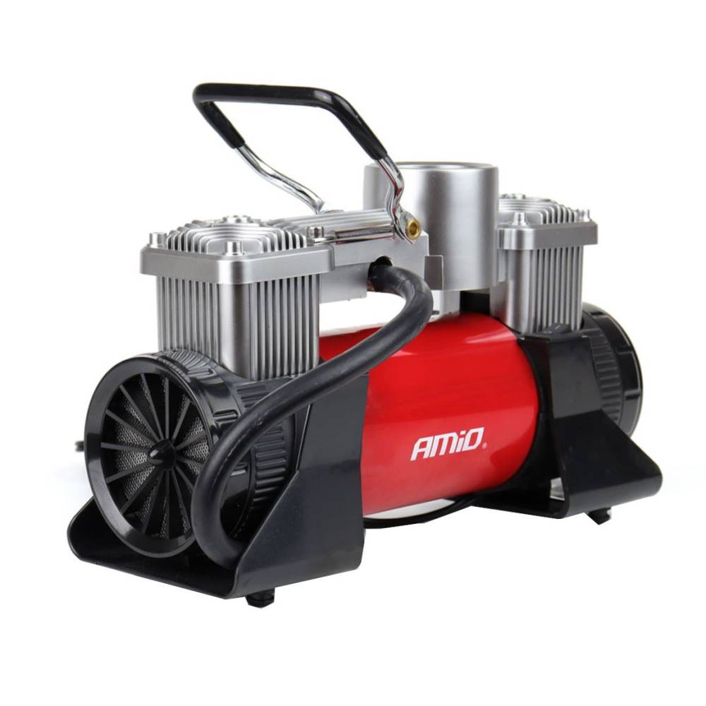 Compresor aer 12V, 10bar, 60l/min, cu lanterna si geanta, Amio 02640 Compresor aer 12V, 10bar, 60l/min, cu lanterna si geanta, Amio 02640