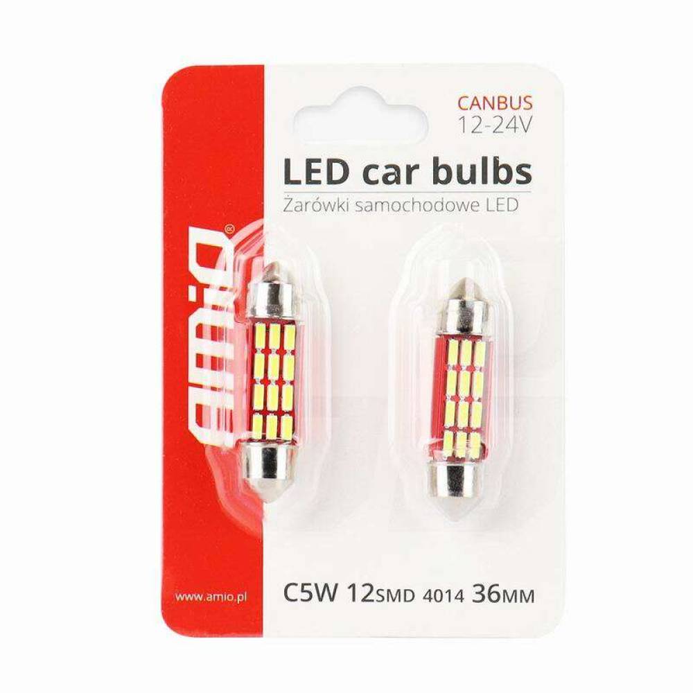 Set 2 becuri sofit 36mm, LED 4014, 12-24V C10W, CanBus, 01632 Amio Set 2 becuri sofit 36mm, LED 4014, 12-24V C10W, CanBus, 01632 Amio