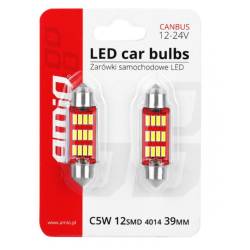 Set 2 becuri sofit 12/24V C5W 39mm LED SMD 4014, CanBus, 01290 Amio