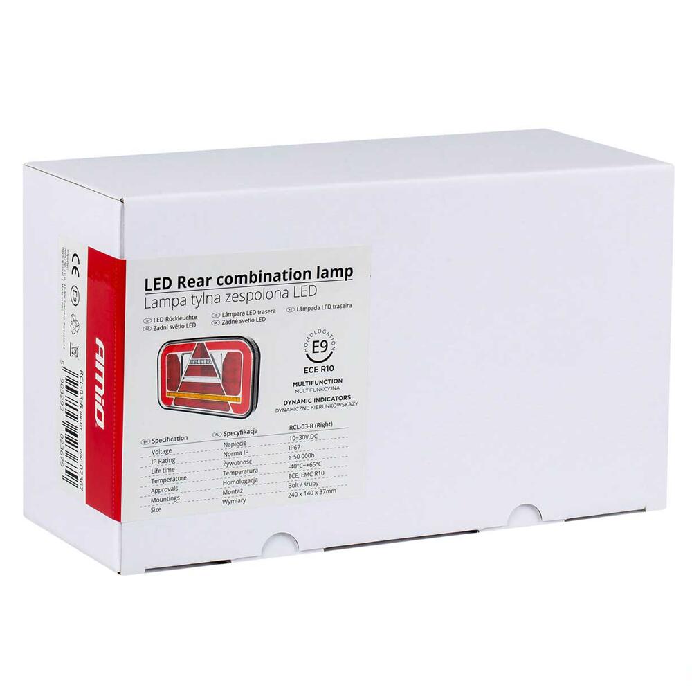 Lampa stop 240x140, LED, 6 functii, ceata, mers inapoi, semnalizare dinamica, dreapta, 02367 Amio