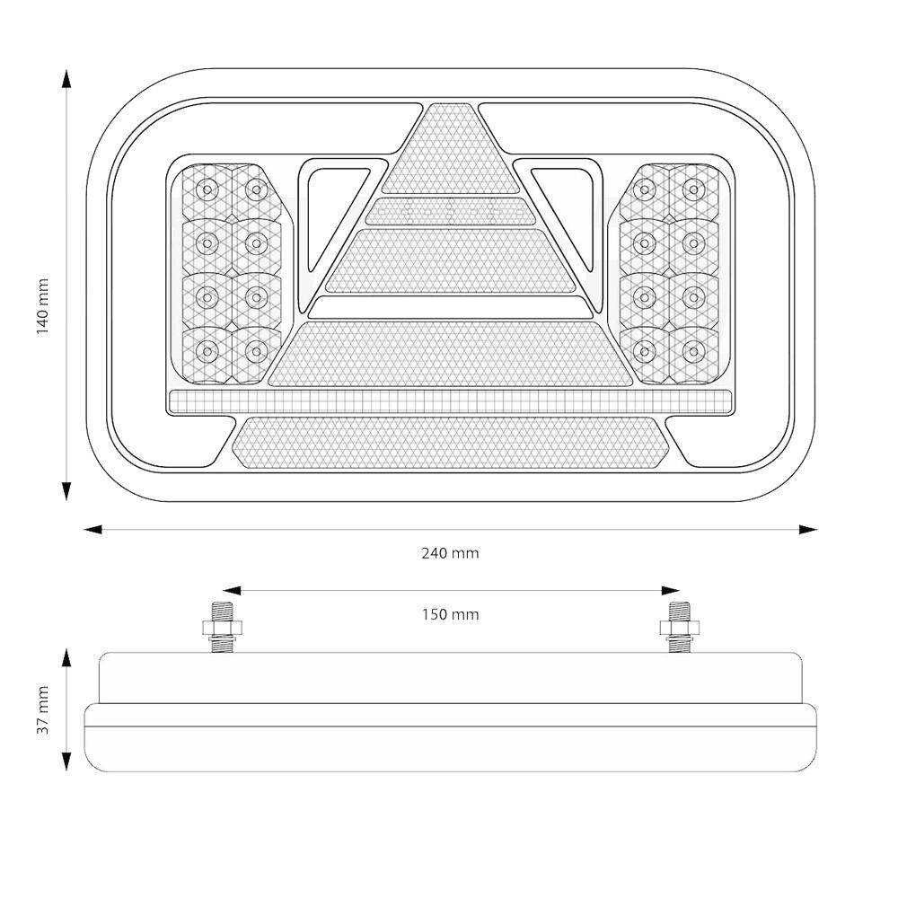 Lampa stop 240x140, LED, 6 functii, ceata, mers inapoi, semnalizare dinamica, dreapta, 02367 Amio