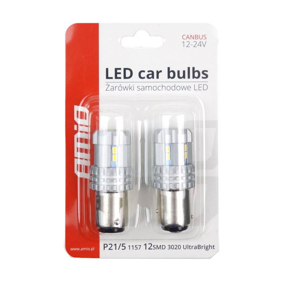 Set 2 becuri stop frana LED 12-24V P21/5W, BAY15d, Canbus, 02450 Amio