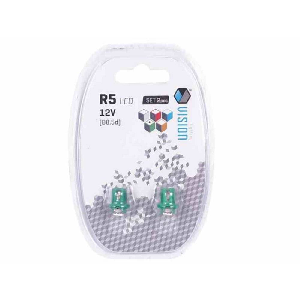 Set 2 becuri bord dulie plastic, de culoare verde deschisa,  LED 12V B8.5d R5, 58924 Carmotion