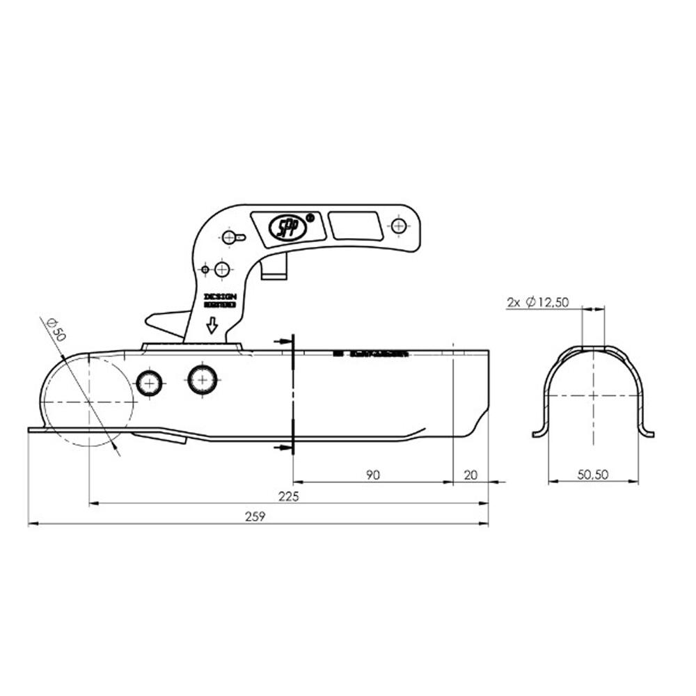 Cuplaj remorca 750kg, rotunda 50.5mm ZSK750C Steelpress SPP