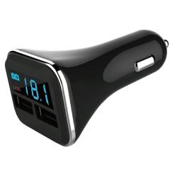 Incarcator auto 2 USB 12/24V, 4.2A 2x1A, cu voltmetru Denis, 42976 CarCo