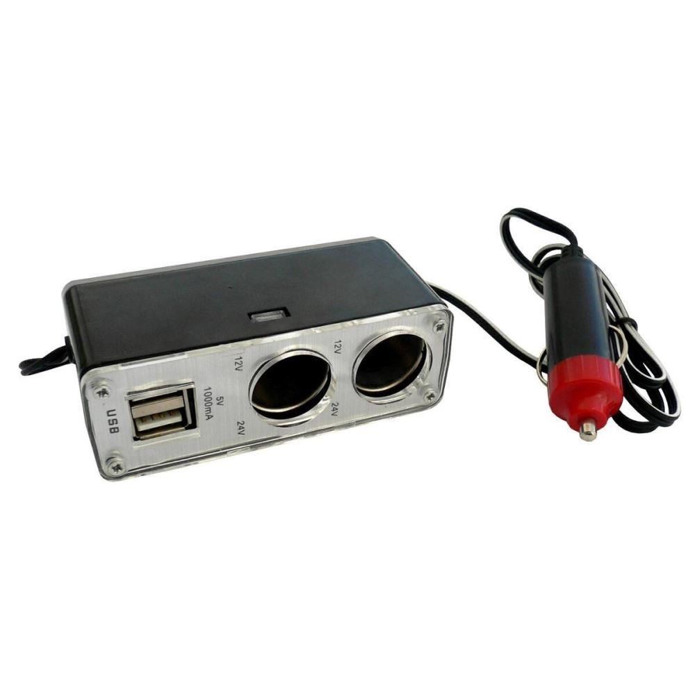 Stecher 2 prize 12/24V cu fir si USB, 42932 CarCo