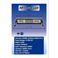 Proiector 340x78 Bara LED Combo, 216W, 19440lm, CH008b-216W Artech