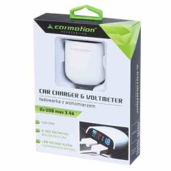 Incarcator auto cu 2 USB cu voltmetru cu avertizare 8-30V 3.4A 58712 Carmotion