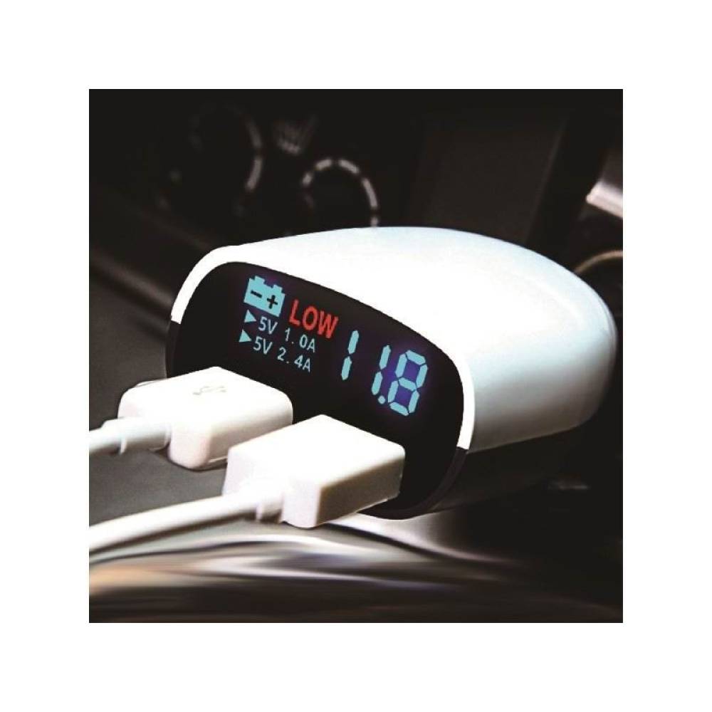 Incarcator auto cu 2 USB cu voltmetru cu avertizare 8-30V 3.4A 58712 Carmotion