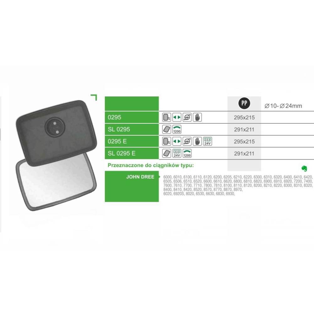 Oglinda 291x215 universala tractor, pentru tractor John Deere Solus LP0295 1-34-677-017