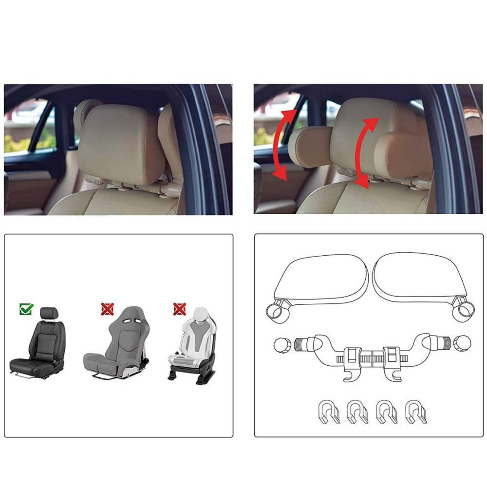 Suport pentru cap cu laterale piele pentru dormit, pentru tetiera HLU3000 Car+