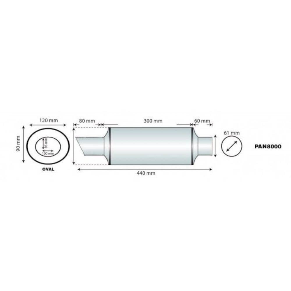 Toba sport finala, 440x61mm, Gun Metal Silencer, PAN8500 Race Sport Toba sport finala, 440x61mm, Gun Metal Silencer, PAN8500 Race Sport
